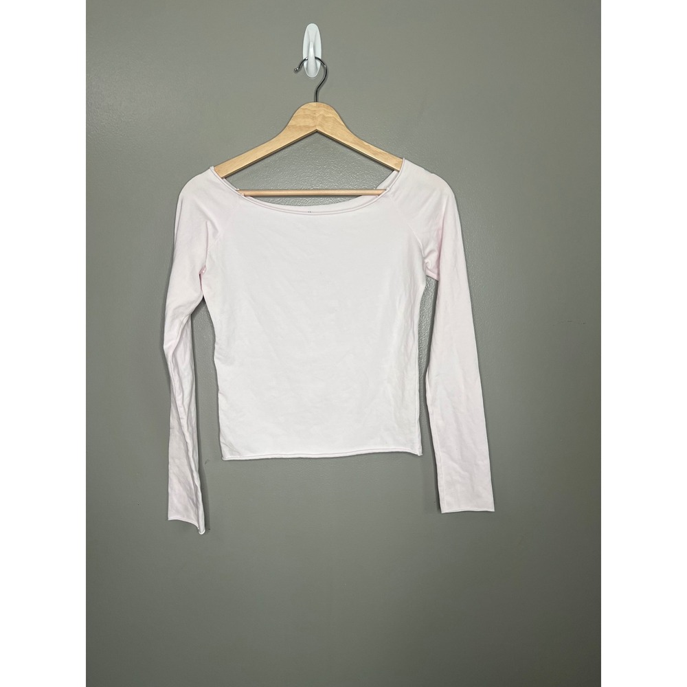 Brandy Melville Bonnie top raw hem long sleeve light pink xs
